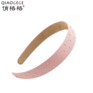 俏格格 發(fā)箍寬邊韓國發(fā)卡麂皮防滑頭箍壓碎發(fā)頭飾氣質(zhì)女發(fā)夾發(fā)飾飾品 鉚釘款粉紫色