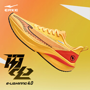 鴻星爾克（ERKE）閃電4跑鞋男款25春季新款緩震回彈跑步鞋防滑體測運動鞋透氣男鞋 熒光甜橘/熒光霞紅【針織版】 41