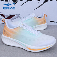 鴻星爾克（ERKE）男鞋運動鞋輕便透氣緩震休閑跑步鞋網(wǎng)面透氣回彈戶外跳繩鞋跑鞋男 爾克白/氣泡綠/蜜蠟橙 39