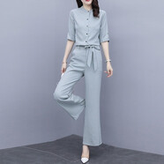 歌蜜奴 時(shí)尚套裝女夏季新品女裝大尺碼女裝連衣裙休閑運(yùn)動(dòng)套裝 藍(lán)色 M