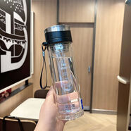 哈爾斯（HAERS）簡約水杯男士2024新款辦公室杯子雙層玻璃杯耐高溫茶水分離泡茶杯 320ml 黑色雙層玻璃杯 單杯+杯套