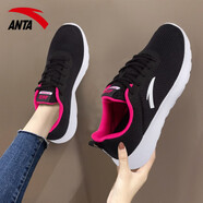安踏（ANTA）女鞋夏季軟底運(yùn)動(dòng)鞋密網(wǎng)透氣輕便耐磨舒適媽媽鞋休閑跑步鞋子女 黑/洋紅熒光/安踏白-6 網(wǎng)面透氣 35.5