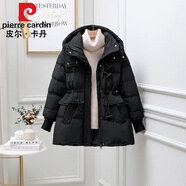 皮爾卡丹（pierre cardin）羽絨服女短款小個(gè)子2023年新款加厚白鴨絨修身顯瘦外套冬保暖顯瘦 黑色 S 106-130斤