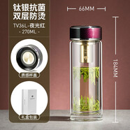 萬(wàn)象（WANXIANG）雙層抗菌玻璃杯節日禮物商務(wù)辦公車(chē)載男便攜高檔禮盒男高檔泡茶杯 TV36L-夜光紅-270ml