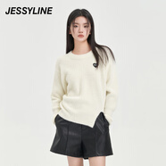 JESSYLINE杰茜萊藍色百搭套頭針織衫女式秋新款米白色毛衣潮 商場同款 米白色 XS/155