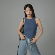 CHUU辣妹小背心女2025秋夏季新品短款拼色修身別致設(shè)計(jì)工字吊帶 藏青2撞色版 均碼
