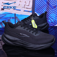 鴻星爾克（ERKE）跑鞋新款軟彈減震透氣跑步鞋防滑軟底戶外休閑運動鞋訓練跳繩鞋子 正黑（男款） 39