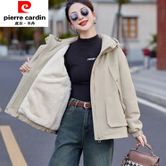 皮爾卡丹（pierre cardin）加絨加厚短款派克服棉服女2025冬季新款寬松連帽休閑工裝棉衣外套 卡其色 原版加厚【一件過(guò)冬】 M 110-120斤