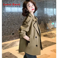 LOVER RUCCI英倫風(fēng)小個(gè)子風(fēng)衣女2025春秋新款歐洲站卡其色寬松休閑短款外套女 深卡其色 (有里布) XL 120-136斤