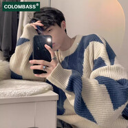 Colombass毛衣男秋冬寬松慵懶風(fēng)高級(jí)感線衫外套日系復(fù)古內(nèi)搭打底男士針織衫 藍(lán)色 L