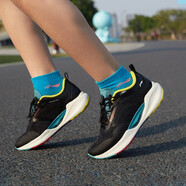 李寧童鞋兒童運動(dòng)鞋男女大童輕科技回彈減震輕便透氣耐磨超輕跑步鞋 黑色/夜影藍-7 33碼