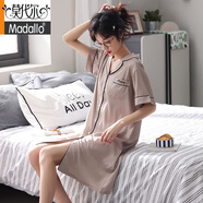 莫代爾夏季新款冰絲睡衣睡裙女無(wú)領(lǐng)吊帶可愛(ài)2025年性感韓版抹胸款家居服 2181短袖睡裙 2XL