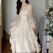 QVNL初戀小白裙夏季2024早春裝森系甜美超仙仙女公主裙子法式小個(gè)子仙 米白 M