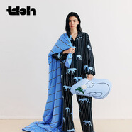 野獸派家居（tbh）【龔俊同款】Z系列天絲棉條紋家居服套裝女四季可外穿情侶睡衣 天絲棉長(cháng)款家居服套裝 黑豹 XL