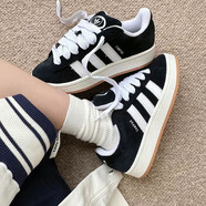 阿迪達斯 （adidas）三葉草CAMPUS Origials 00S新款男女舒適低幫休閑運動(dòng)面包鞋板鞋 HQ8708黑白 35.5 (215mm)