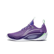 李寧（LI-NING）籃球鞋男韋德之道808能量熒光白男子低幫防滑藍球鞋 石英紫ABPS037-1 42