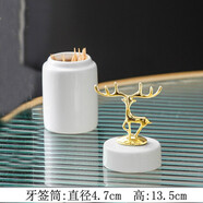 灝南 陶瓷ins牙簽筒桶創(chuàng)意家用個(gè)性棉簽盒棉簽棒時(shí)尚北歐式輕奢收納罐 1個(gè)白色牙簽筒
