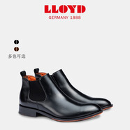 利來（LLOYD）德國進(jìn)口皮鞋男鞋牛皮休閑通勤切爾西靴短靴標(biāo)準(zhǔn)楦薄絨平底24674 黑色 單層 43