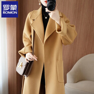 羅蒙（ROMON）雙面羊絨大衣女中長(cháng)款加厚韓版秋冬新款澳洲羊毛呢外套 駝色 【同款】 L 138-158斤