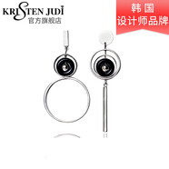 KRISTEN JUDI大圈圈耳環(huán)女銀針不對稱圓環(huán)耳釘幾何時尚長款耳飾品個性夸張耳墜 白金色送女友老婆閨蜜生日禮物