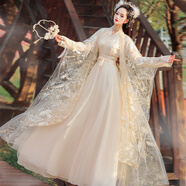 卡輯原創(chuàng)漢服女中國風(fēng)春秋季古裝蕾絲繡花過年款仙氣齊腰襦裙新款 月蟬全套 M