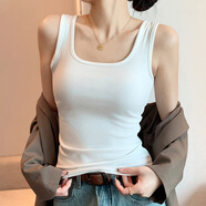 妙奕嘉棉質(zhì)吊帶背心女士可外穿美背黑白色打底背心無袖吊帶內(nèi)搭打底衫 棉質(zhì)U領(lǐng)螺紋背心【白】100-140斤