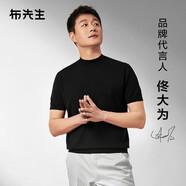布先生明星同款可機(jī)洗毛T羊毛短袖毛衣男士針織打底衫 【小高領(lǐng)】鋼琴黑 L (175)