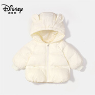 迪士尼（Disney）2024新款兒童服白鴨絨男童女童中小童加厚保暖寶寶面包服外套 米白色 90
