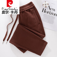 皮爾卡丹（pierre cardin）全棉淺灰色直筒運(yùn)動褲女2025新款春季休閑褲女衛(wèi)褲純棉春秋女長褲 咖啡色 XL