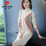 皮爾卡丹羊毛衫女中長(cháng)款毛衣女秋冬2025年新款寬松加厚內搭半高領(lǐng)毛衣女 杏色 2XL 建議【130-145斤】