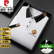 皮爾卡丹精品桑蠶絲男士t恤男抗皺免燙寬松休閑涼感親膚透氣簡(jiǎn)約體恤衫男 皮爾卡丹-白色 L (115-135斤穿)