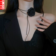 萌客朵暗夜玫瑰花朵頸帶choker氣質(zhì)頸鏈項(xiàng)鏈女高級(jí)感脖子配飾系花鎖骨鏈 頸鏈【黑色玫瑰】