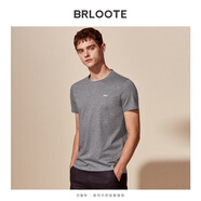 Brloote/巴魯特短袖T恤男夏季色百搭圓領(lǐng)休閑白t上衣 淺灰 170/92A