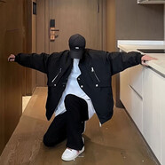 迪伽達(dá)秋冬外套男飛行夾克男棉服外套男加絨加厚棒球服男美式復(fù)古感情侶 PHGCD-865黑色 L 【建議105-120斤】