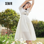 森馬森馬連衣裙女甜美氣質(zhì)蝴蝶結年夏季新款黑白修身優(yōu)雅初戀裙子 本白1100 155/80A/S