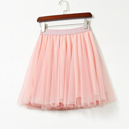 鴿白梨子白紗裙紗紗裙半身網(wǎng)紗裙女春秋高腰a字百褶半身裙超短裙蓬蓬裙夏 粉色 均碼