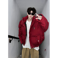 NYING美式滿天星亮片棉服男冬季新款潮牌加厚保暖棉衣外套痞帥寬松棉襖 紅色 XL （135-150斤）