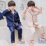 金布?。↗INBUDING）夏季兒童睡衣男童家居服套裝適合3-14歲小男孩穿的夏裝冰絲空調(diào)服 金色套裝     (DUAN短的短褲) 170 (身高155厘米左右)