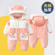迪迪熊日記（DIDIXIONGRIJI）嬰兒衣服冬季夾棉加厚新生兒衣服厚款棉服老虎寶寶外出抱衣冬裝九 暖絨公主貓咪 66CM適合9-11斤內(nèi)身高56-62cm