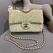 香奈兒（Chanel）新款女包漸變青綠色亮片miniCF鏈條包單肩斜挎包限定七夕禮物 草綠色 默認1