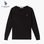 U.S. POLO ASSN.USPA男士針織衫簡約商務(wù)毛衣V領(lǐng)純棉男裝上衣寬松保暖打底毛衫