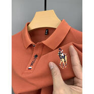 南極人（Nanjiren）夏季男士短袖t恤純棉保羅高端刺繡翻領(lǐng)Polo衫重磅半袖大碼上衣男 ZP224橘黃色 M /48建議100-125斤