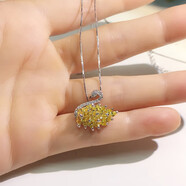 CHAUIYIN潮茵金店款小黑天鵝項鏈女短款鎖骨鏈水晶鋯石吊墜脖子飾品網(wǎng) 黃天鵝項鏈