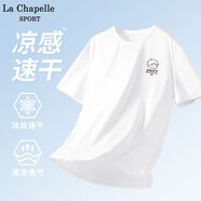 La Chapelle Sport拉夏貝爾T恤女夏季學(xué)生防曬抗熱速干輕薄透氣百搭通勤正肩短袖女 白色(簡筆男孩胸標(biāo)) S /155(推薦85-100斤)