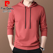 皮爾卡丹（pierre cardin）純棉衛衣男士連帽春秋季新款中青年修身韓版長(cháng)袖體恤打底衫上衣 661橘色 XL 175建議135-150斤