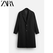 ZARA2024秋冬新品 男裝 多色選寬松翻領(lǐng)長袖風(fēng)衣大衣外套 5070410 黑色 S (175/92A)