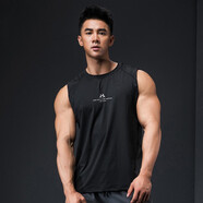 擼鐵狗健身背心男士運動(dòng)寬松無(wú)袖速干衣肌肉訓練透氣吸汗潮款坎肩籃球潮 黑色心形英文 XL