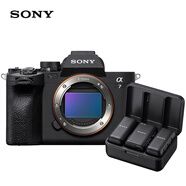 索尼（SONY）Alpha 7 IV 全畫(huà)幅微單相機(jī) 創(chuàng)意外觀濾鏡+ ECM-W3領(lǐng)夾麥克風(fēng) 麥克風(fēng)套裝 4K視頻（a7M4）