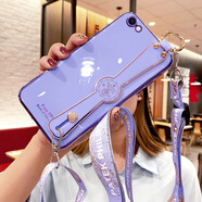 優(yōu)蕾絲 iphone6/7/8手機(jī)殼6s保護(hù)6plus硅膠套蘋果腕帶斜挎掛繩全包防摔軟殼女款 蘋果6plus/6splus【丁香紫】全屏鋼膜+斜