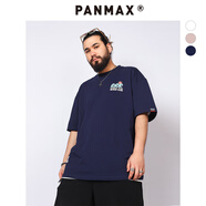 潘·麥克斯（PANMAX）PANMAX短袖男春夏季美式白色寬松大碼半袖休閑情侶短袖T恤男款 藏青色 6XL